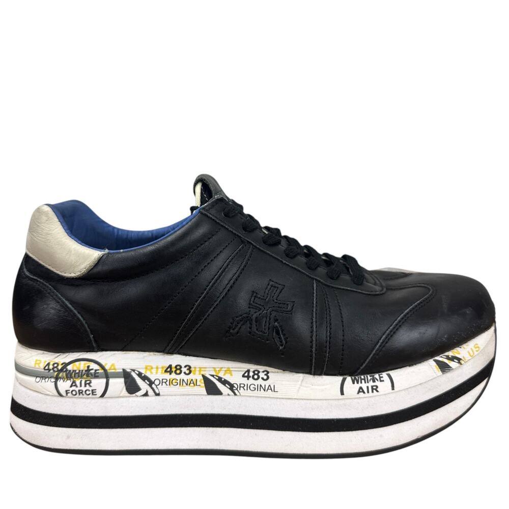 PREMIATA Black Leather Platform Sneakers Chunky Y2K Streetwear EU 41 US 10
